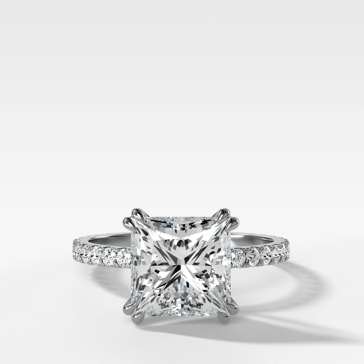 Signature Pave Engagement Ring With Princess Cut by Good Stone in White Gold