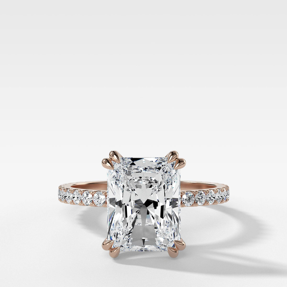 Signature Pave Engagement Ring With Radiant Cut by Good Stone in Rose Gold