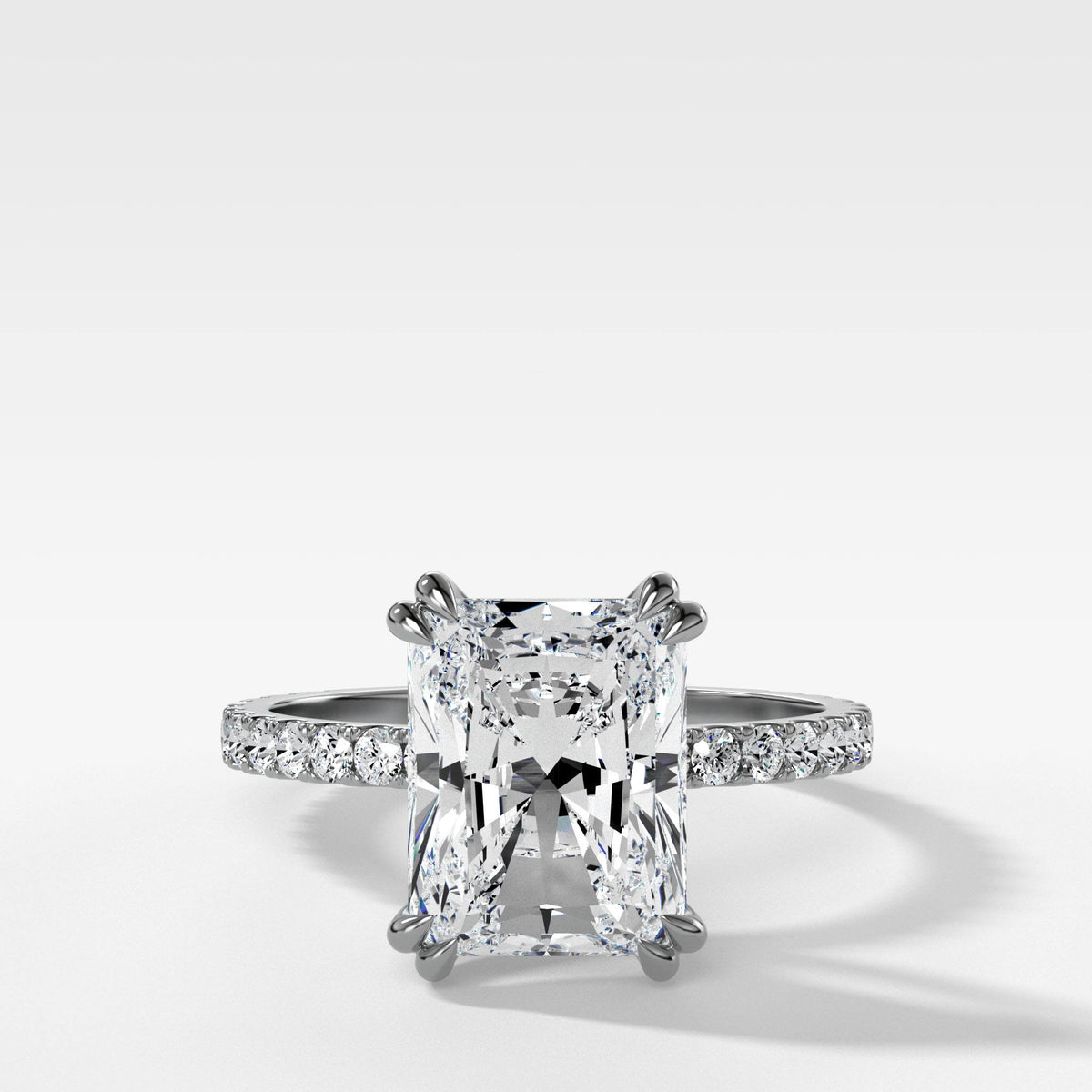 Signature Pave Engagement Ring With Radiant Cut by Good Stone in White Gold