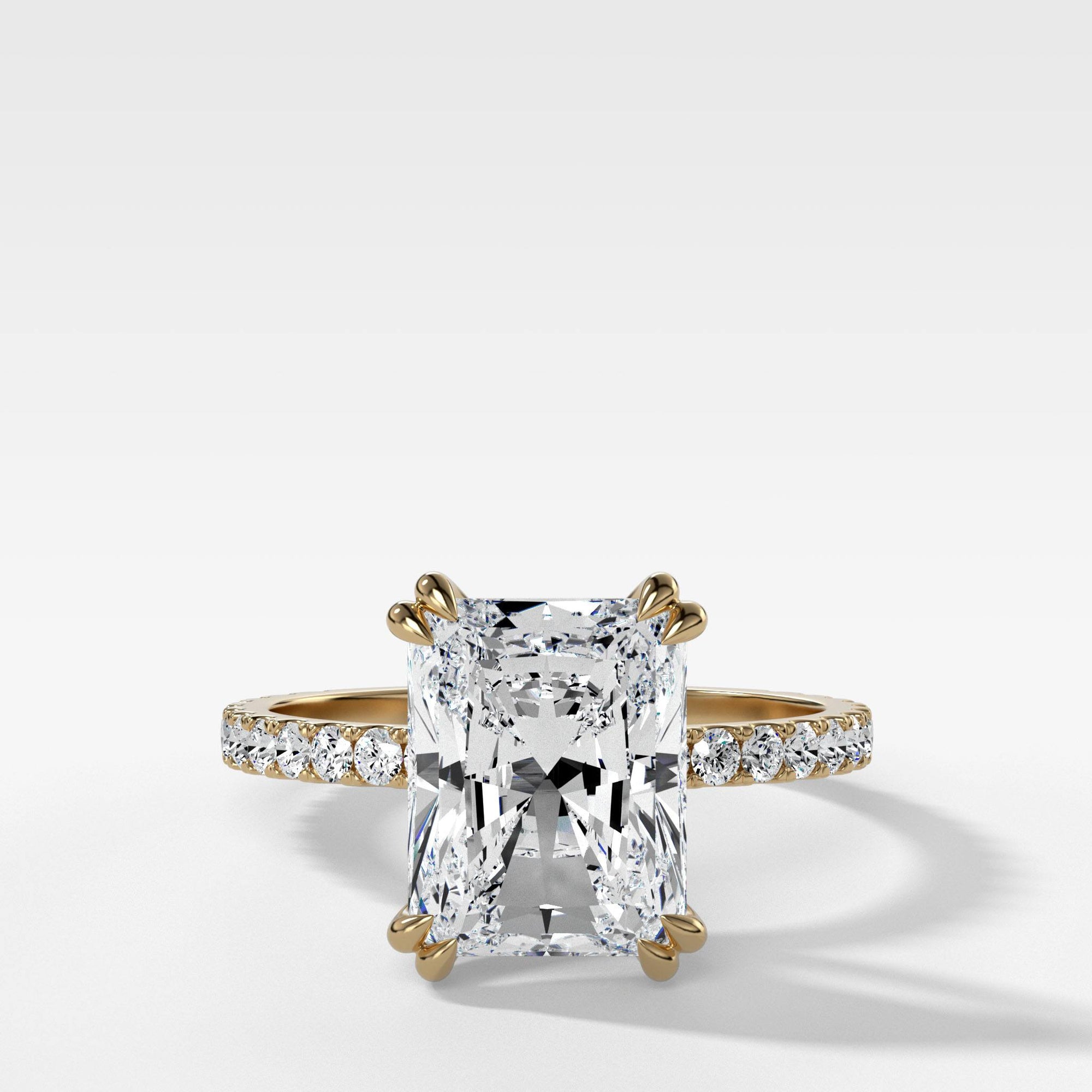 Signature Pave Engagement Ring With Radiant Cut by Good Stone in Yellow Gold