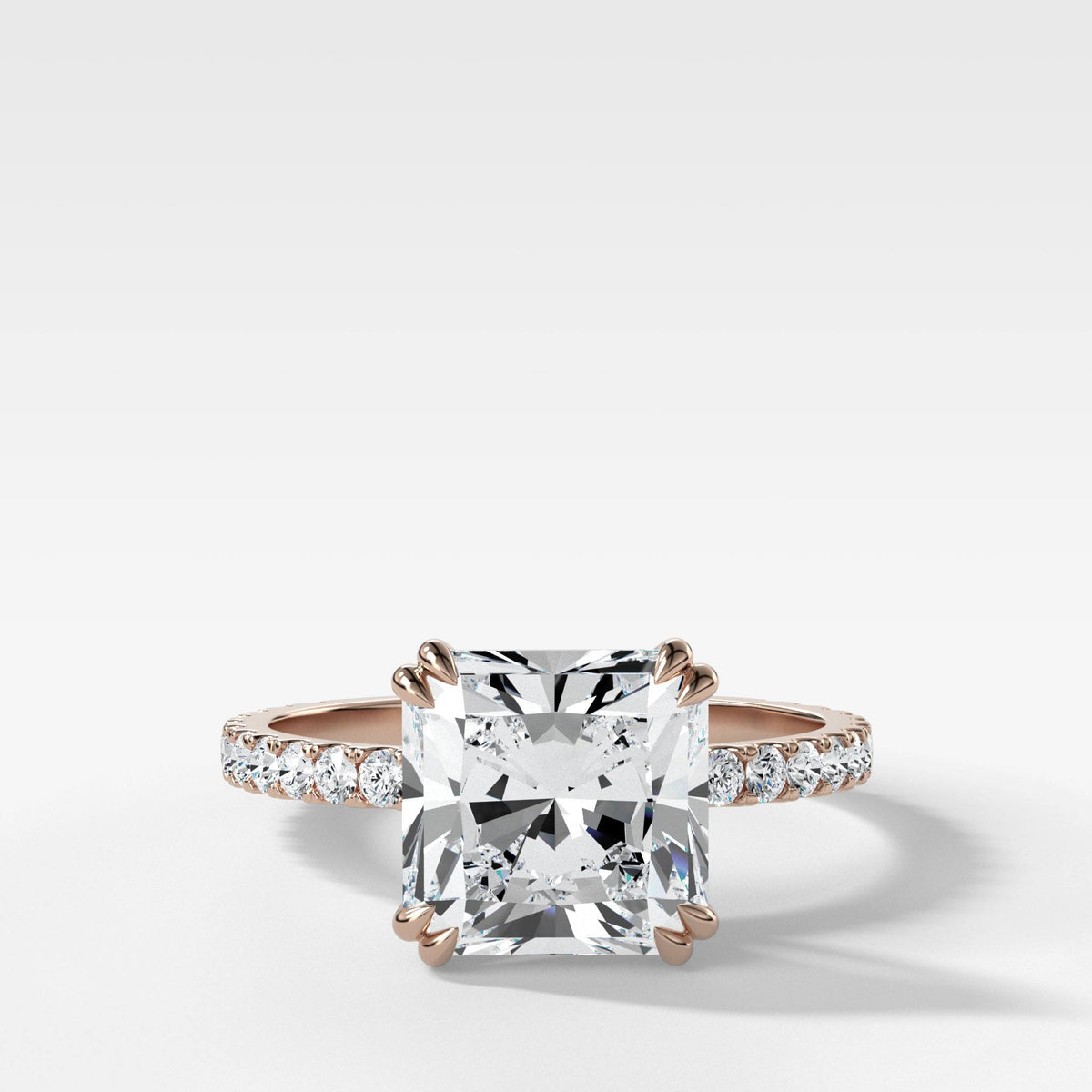Signature Pave Engagement Ring With Radiant Square Cut by Good Stone in Rose Gold