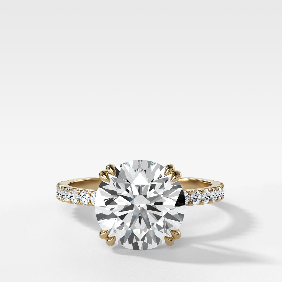 Signature Pavé Engagement Ring With Round Cut by Good Stone in Yellow Gold