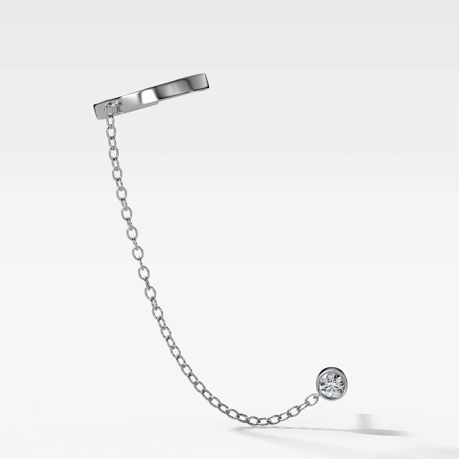 Ear Cuff Single with Diamond Chain in Yellow Gold by Good Stone