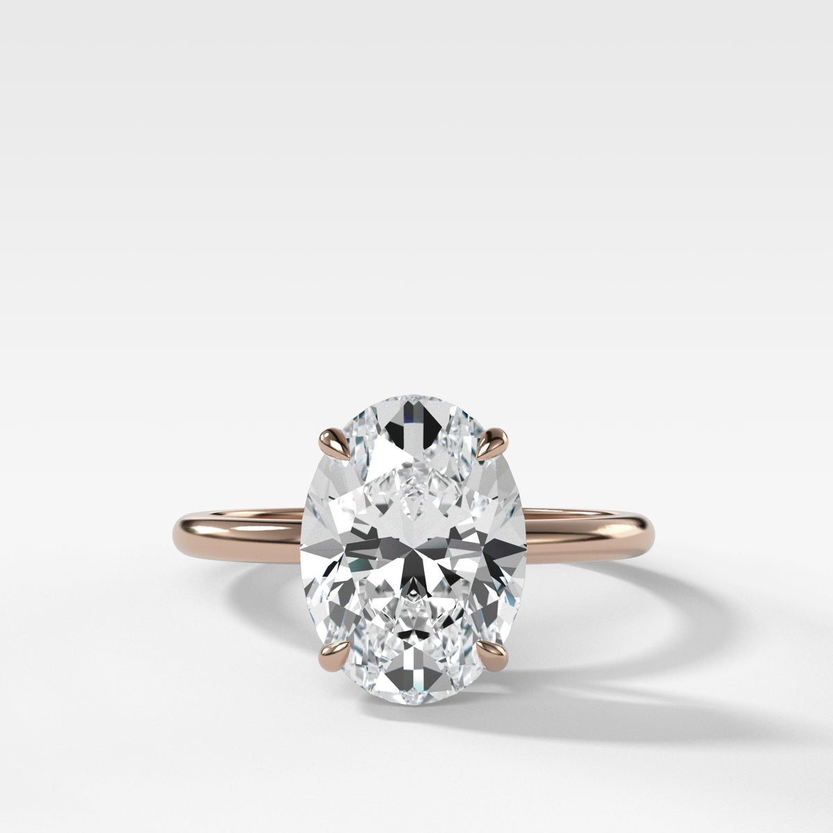 Thin + Simple Solitaire With 3.08ct Oval Cut by Good Stone in Rose Gold
