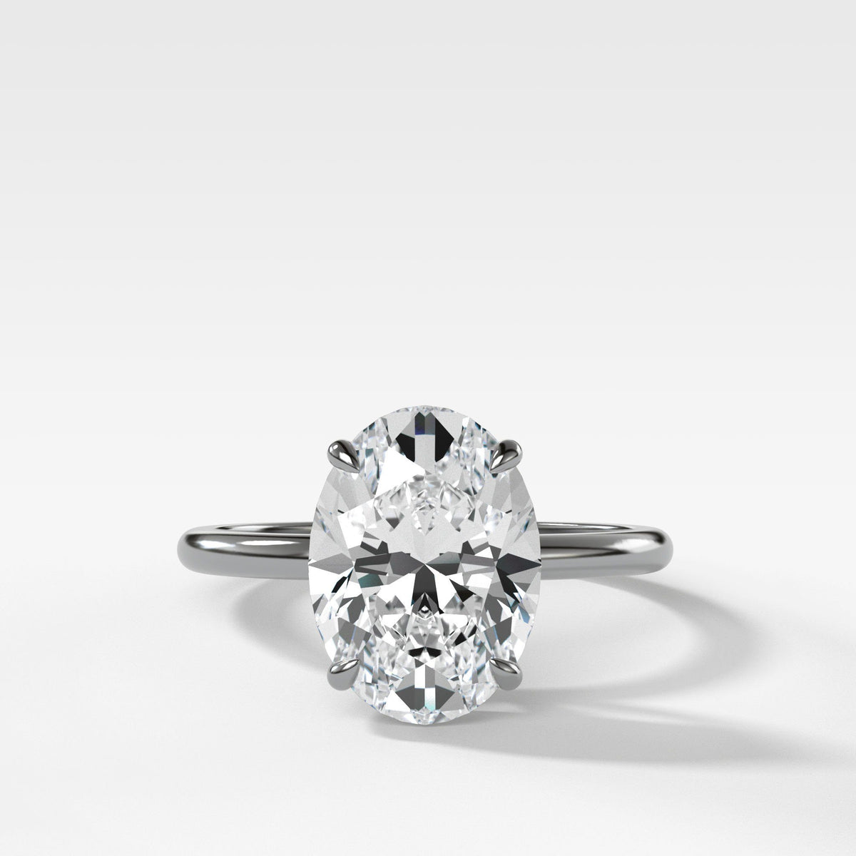 Thin + Simple Solitaire With 3.08ct Oval Cut by Good Stone in White Gold