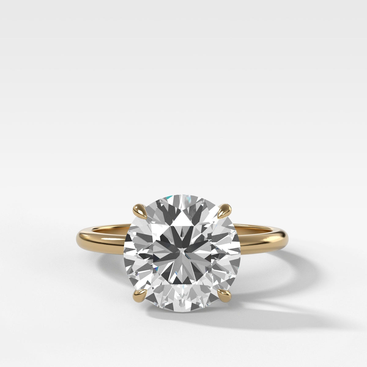 Thin + Simple Solitaire With Round Brilliant Cut by Good Stone in Yellow Gold