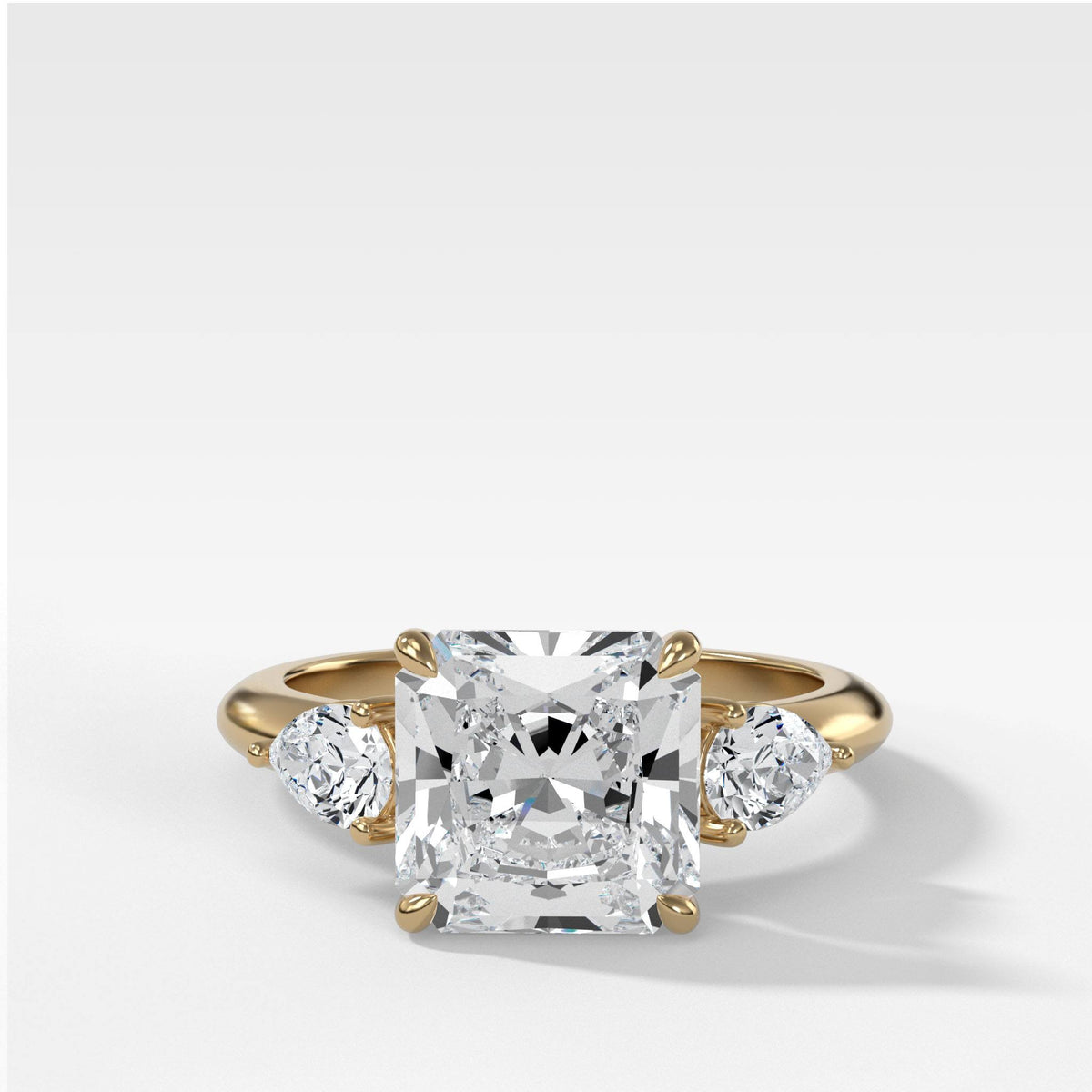 1-Carat Princess Cut Solitaire Square Halo Diamond 18K Rose Gold Ring