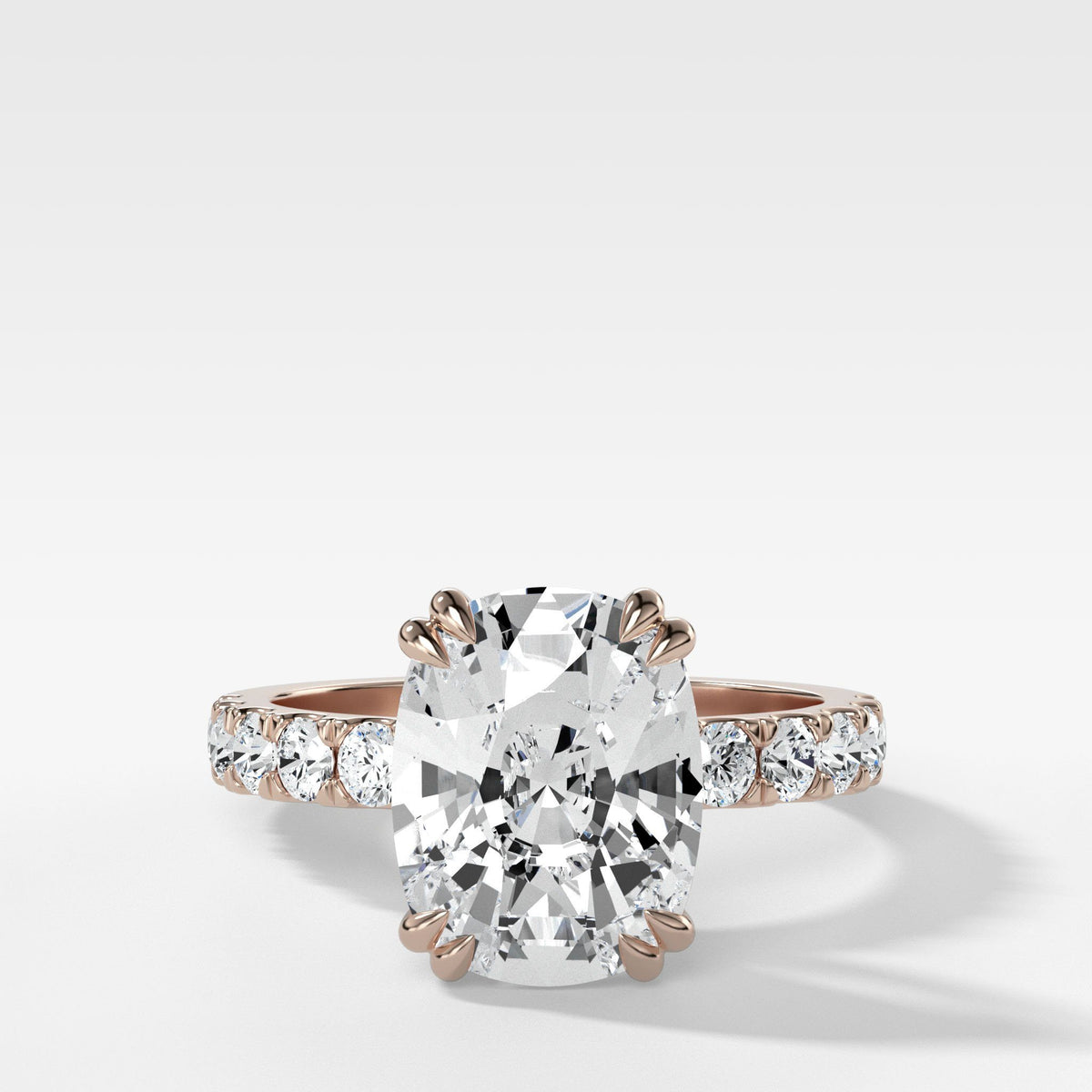 Zenith Ring With Elongated Cushion Cut by Good Stone in Rose Gold