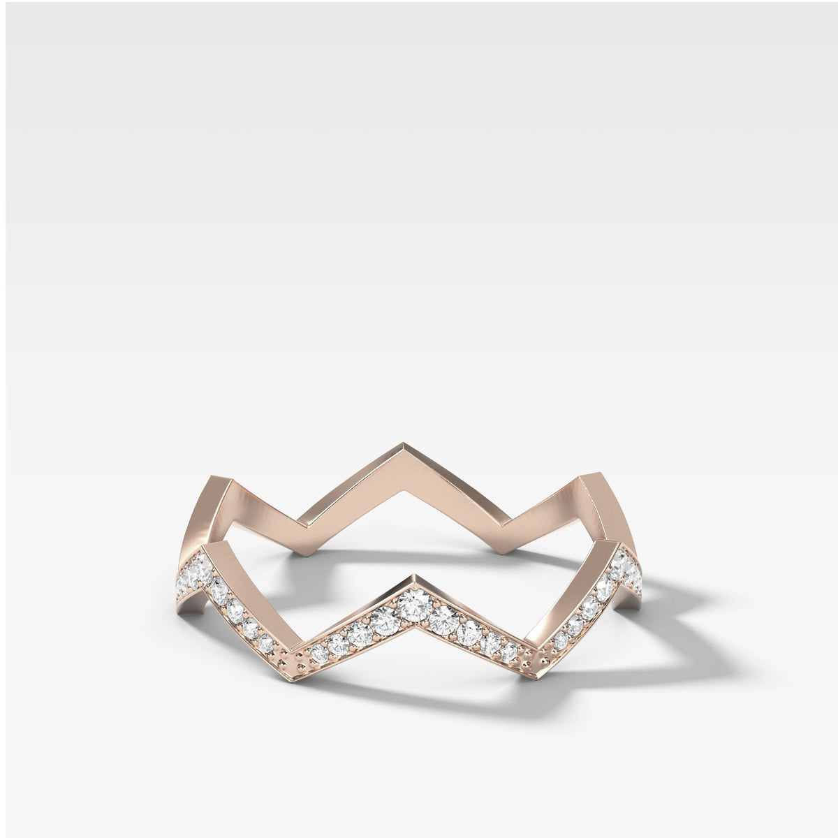 Zig Zag Pavé Band by Good Stone in Rose Gold