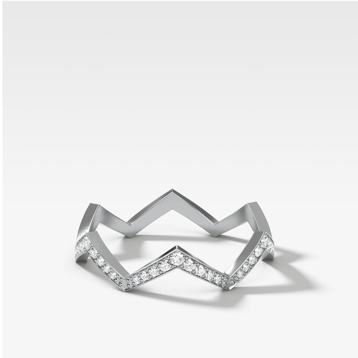 Zig Zag Pavé Band by Good Stone in White Gold