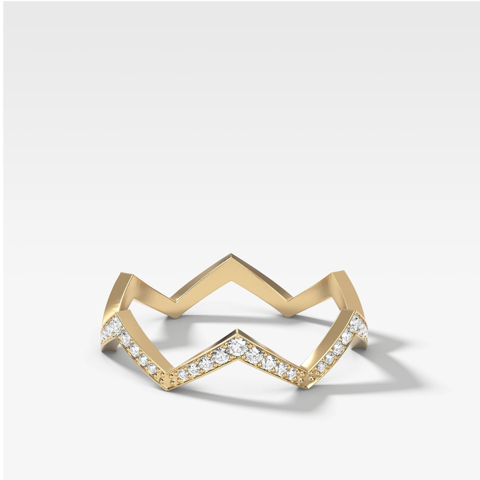Zig Zag Pavé Band by Good Stone in Yellow Gold