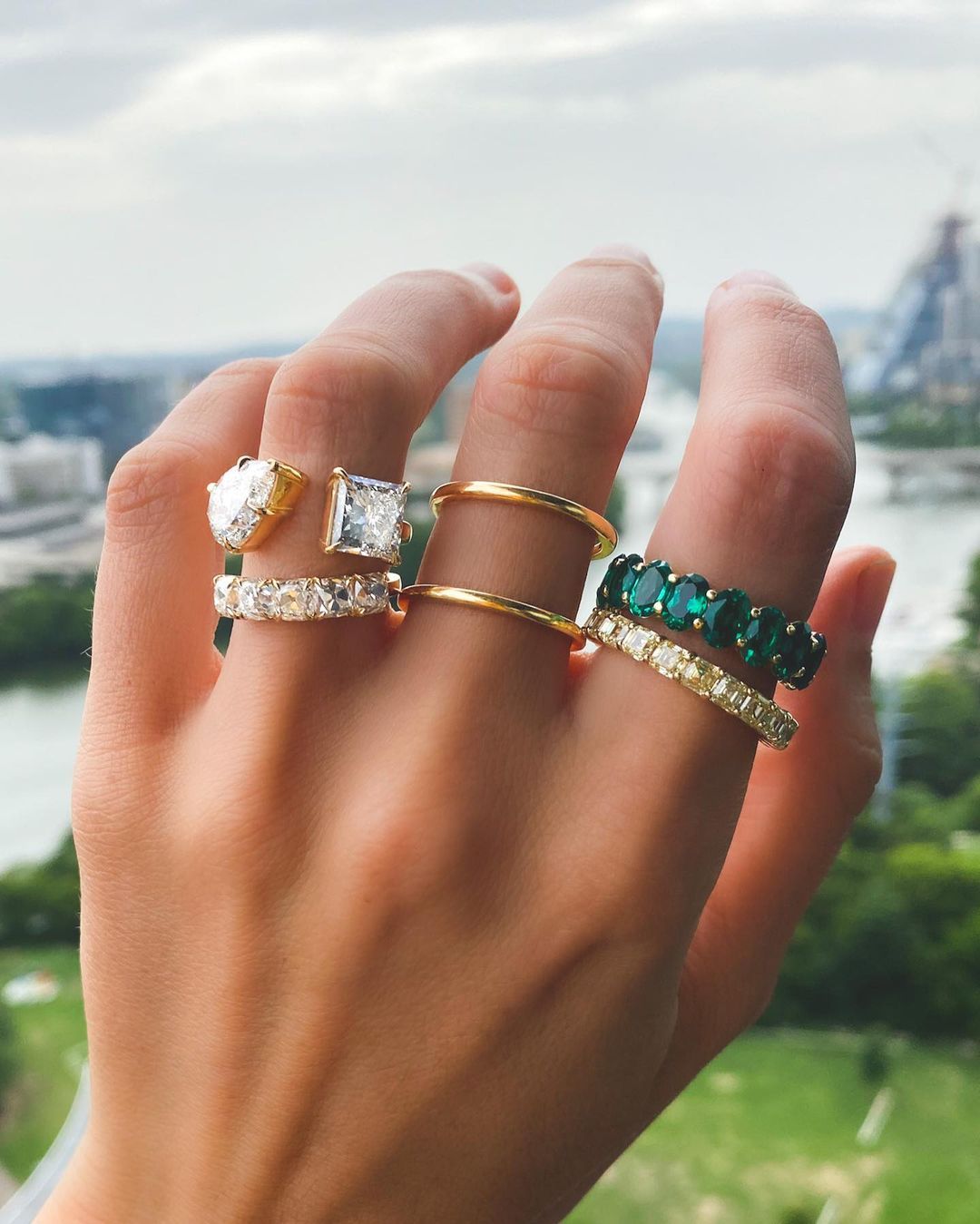 Asscher Cut Constellation Eternity Band With Canary Yellow Diamonds - GOODSTONE