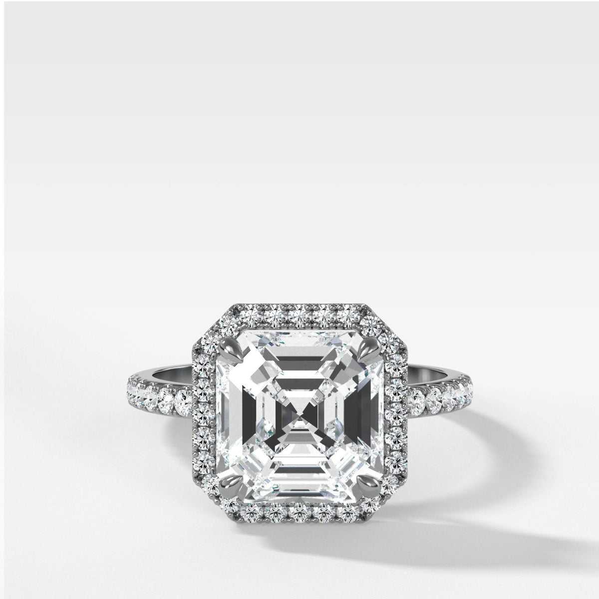 Aurora Pavé Halo Ring With Asscher Cut - GOODSTONE