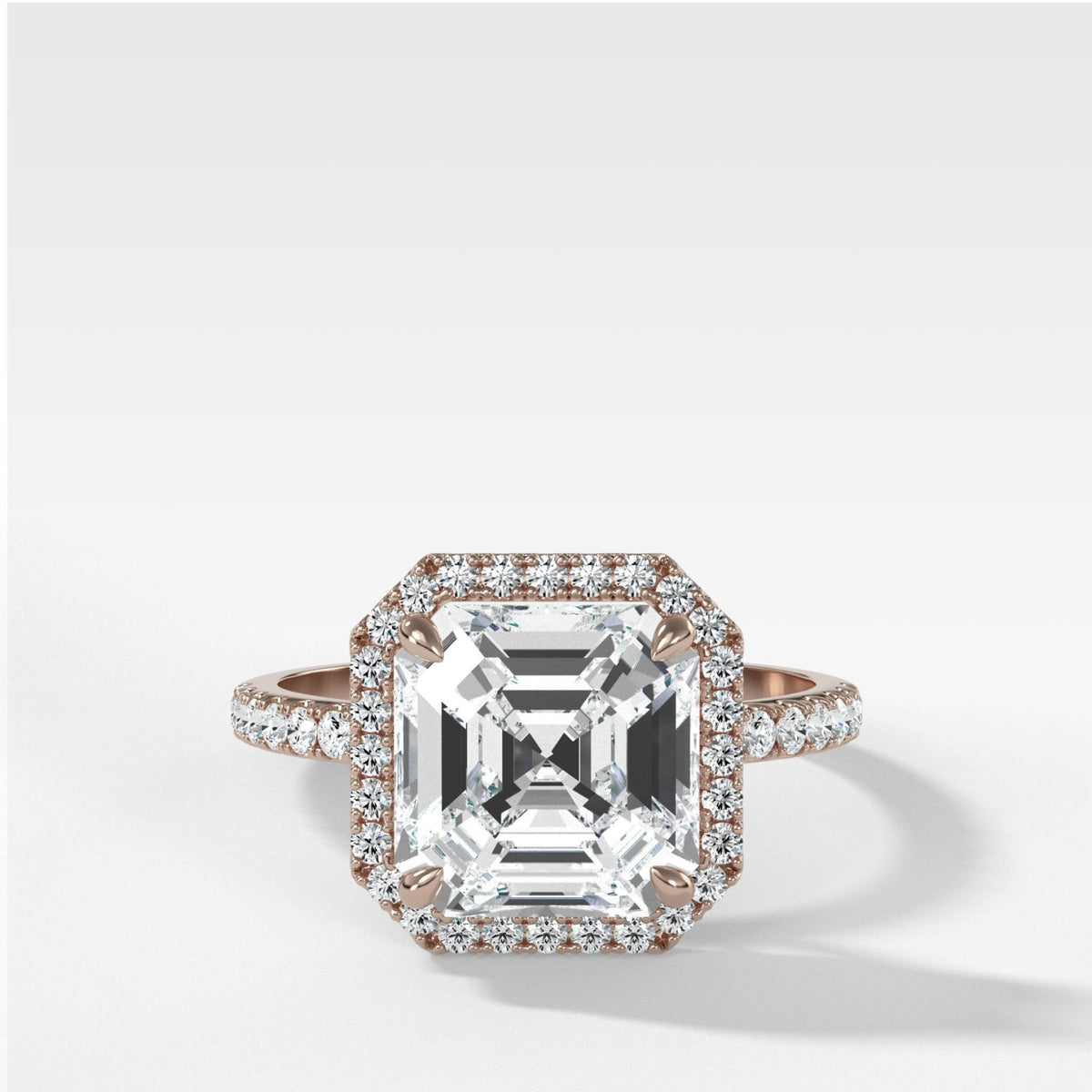 Aurora Pavé Halo Ring With Asscher Cut - GOODSTONE