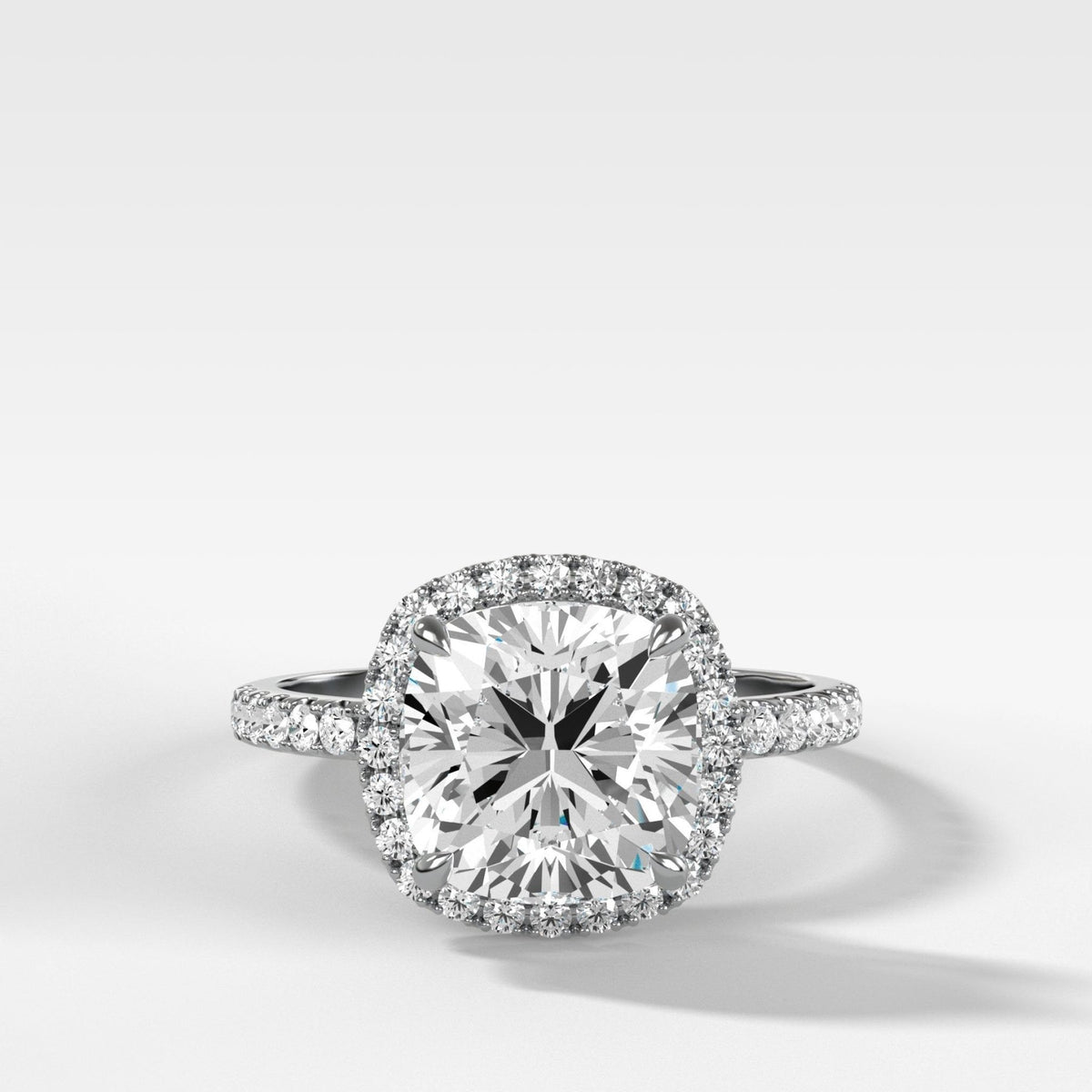 Aurora Pavé Halo Ring With Cushion Cut - GOODSTONE