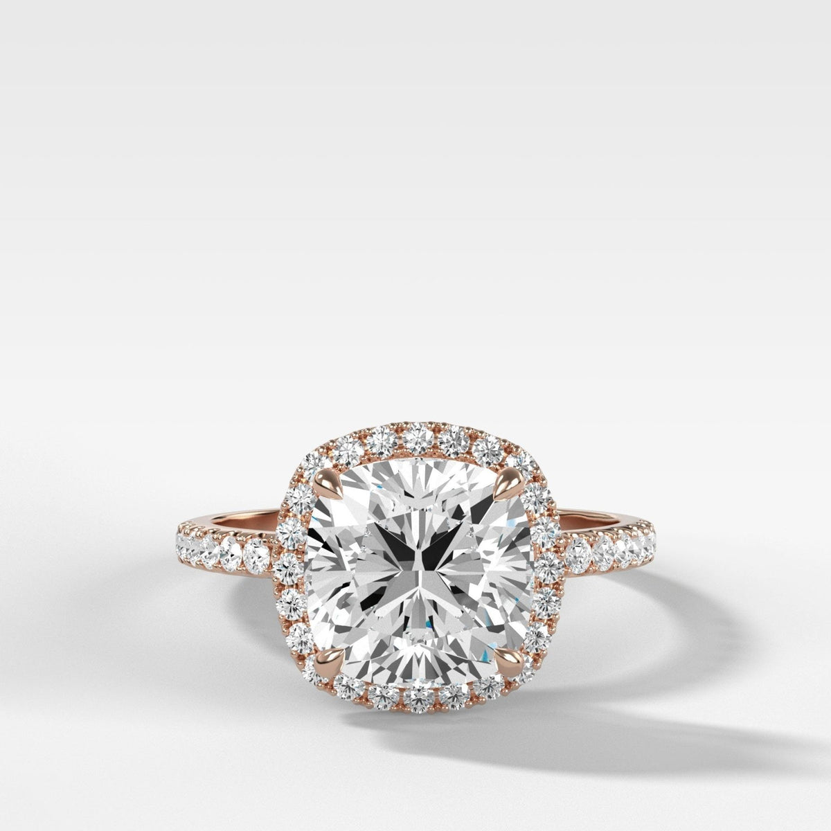 Aurora Pavé Halo Ring With Cushion Cut - GOODSTONE