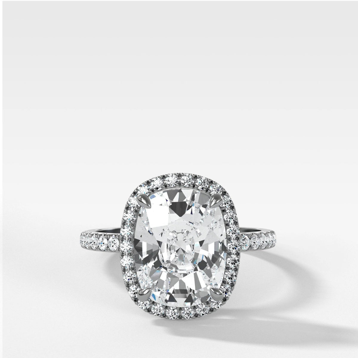 Aurora Pavé Halo Ring With Elongated Cushion Cut - GOODSTONE