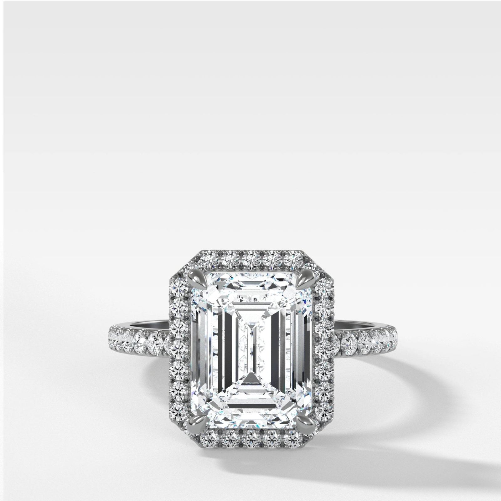 Aurora Pavé Halo Ring With Emerald Cut - GOODSTONE