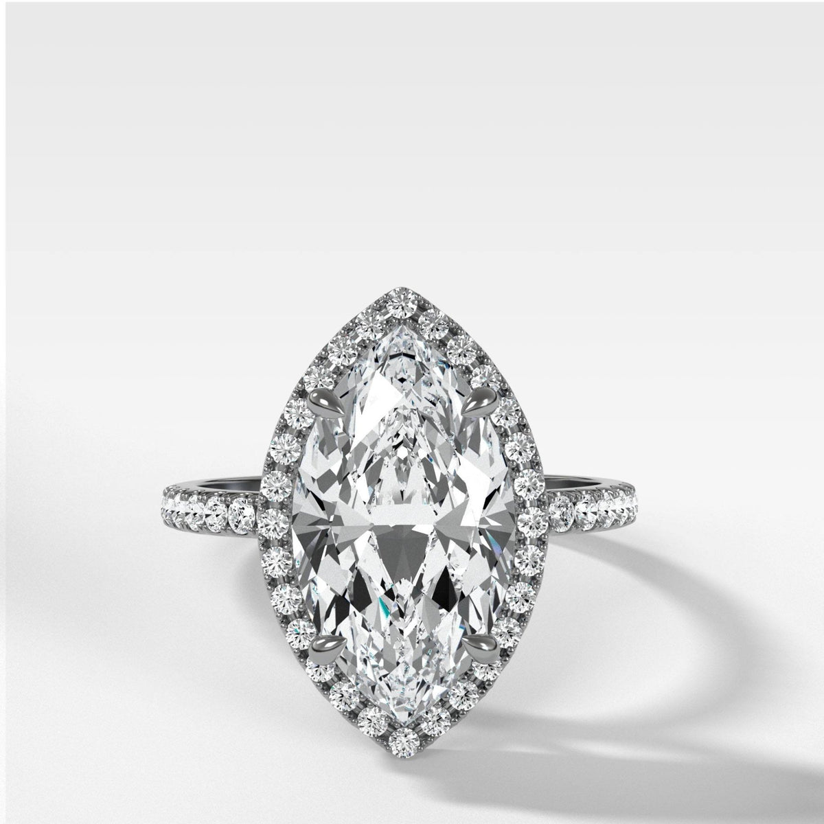 Aurora Pavé Halo Ring With Marquise Cut - GOODSTONE