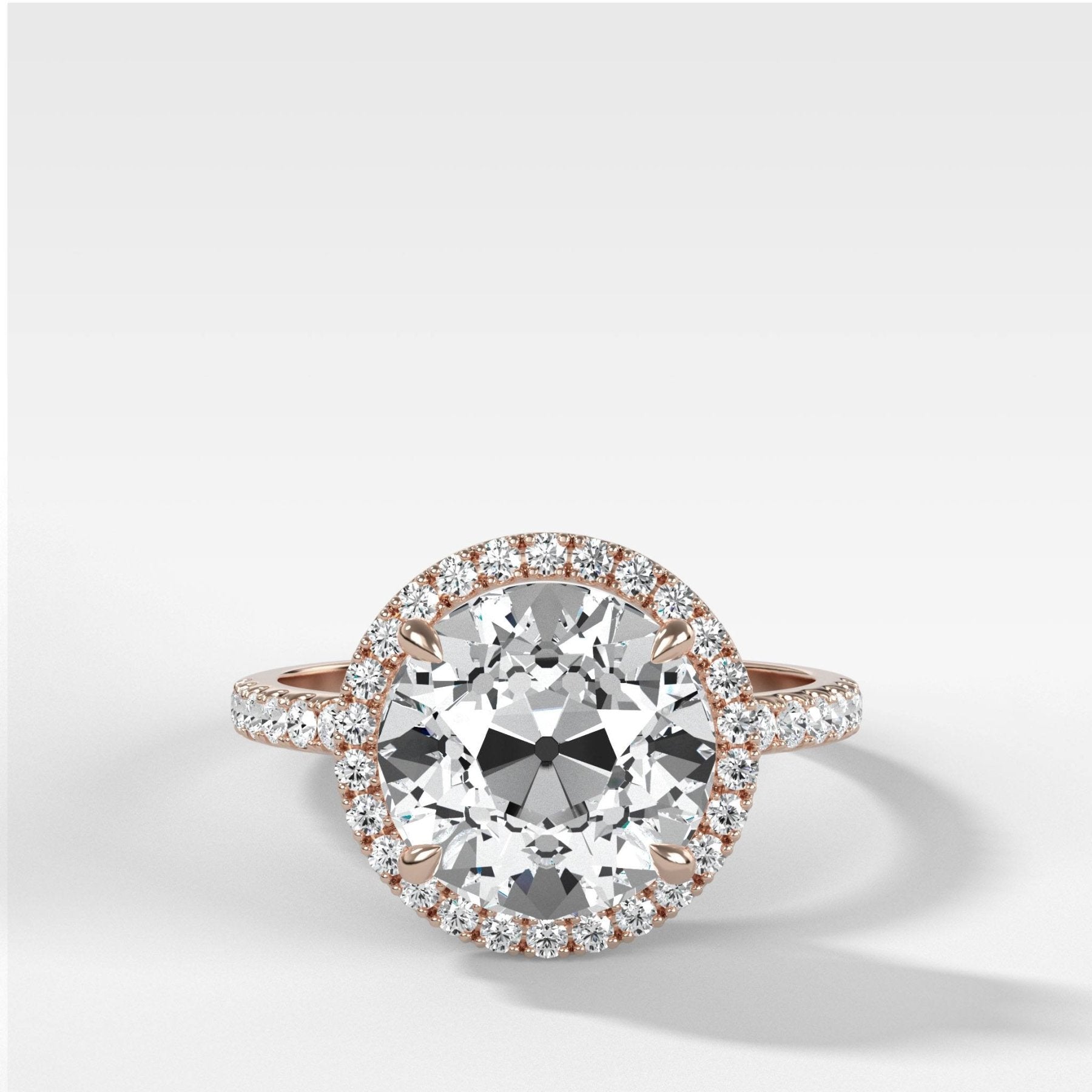 Aurora Pavé Halo Ring With Old Euro Cut - GOODSTONE