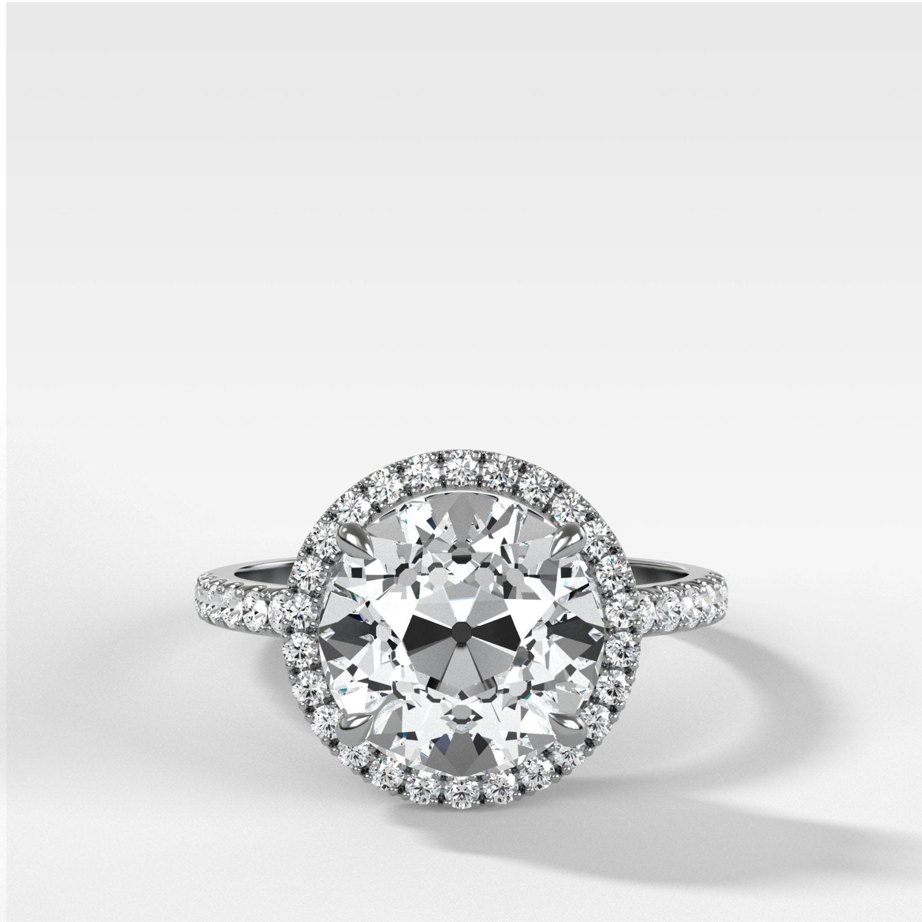 Aurora Pavé Halo Ring With Old Euro Cut - GOODSTONE