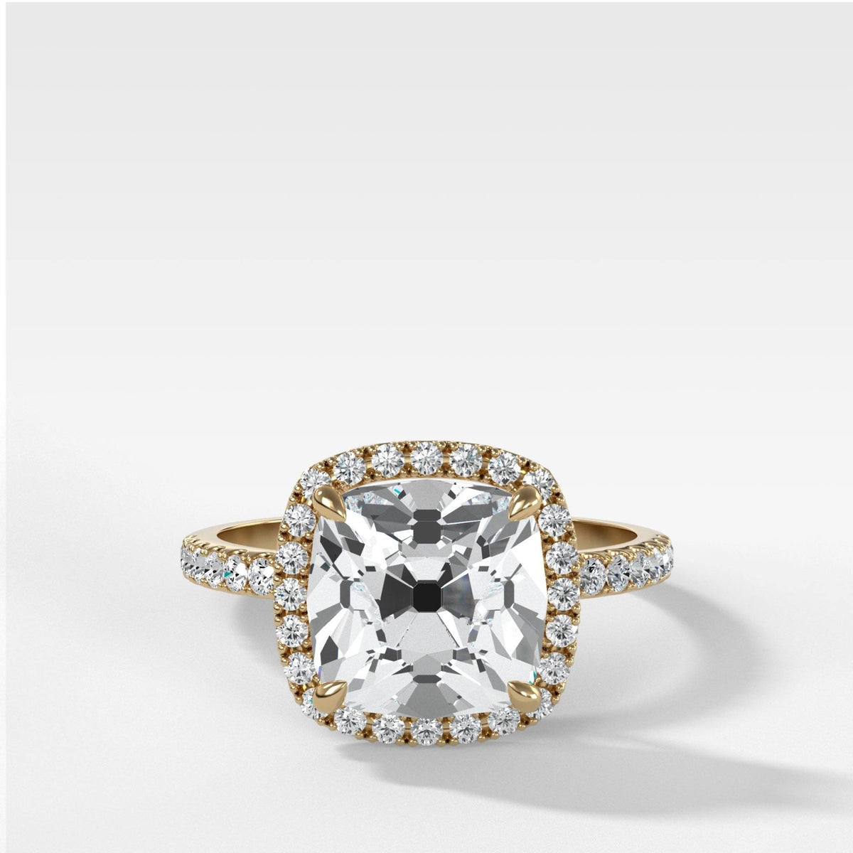 Aurora Pavé Halo Ring With Old Mine - GOODSTONE