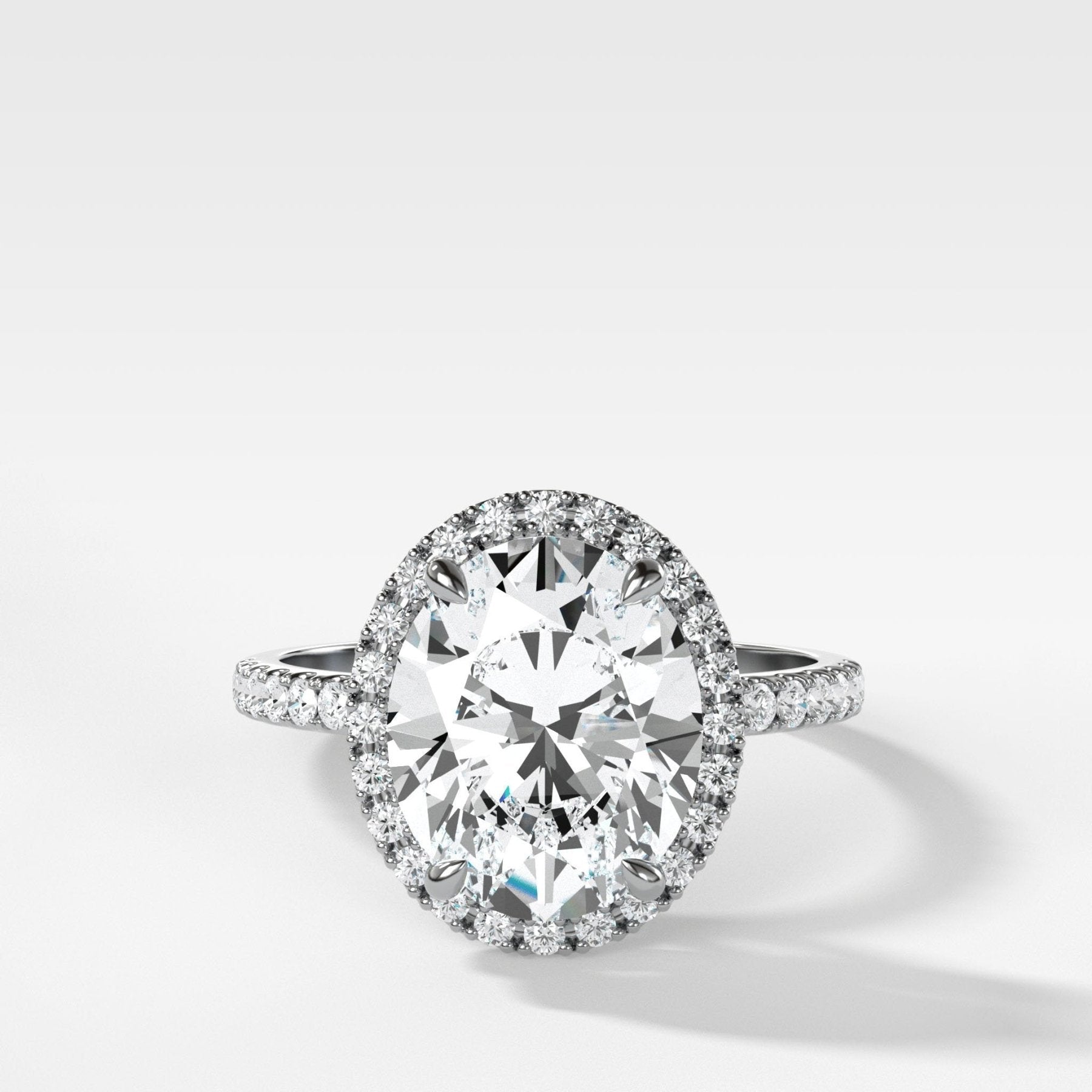 Aurora Pavé Halo Ring With Oval Cut - GOODSTONE
