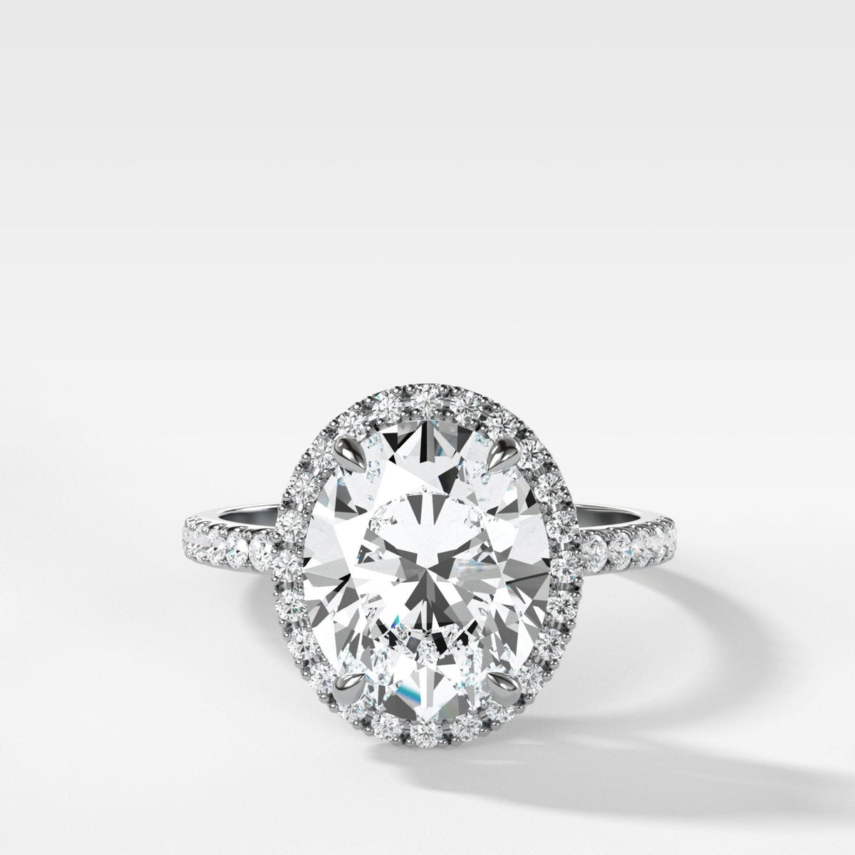 Aurora Pavé Halo Ring With Oval Cut - GOODSTONE