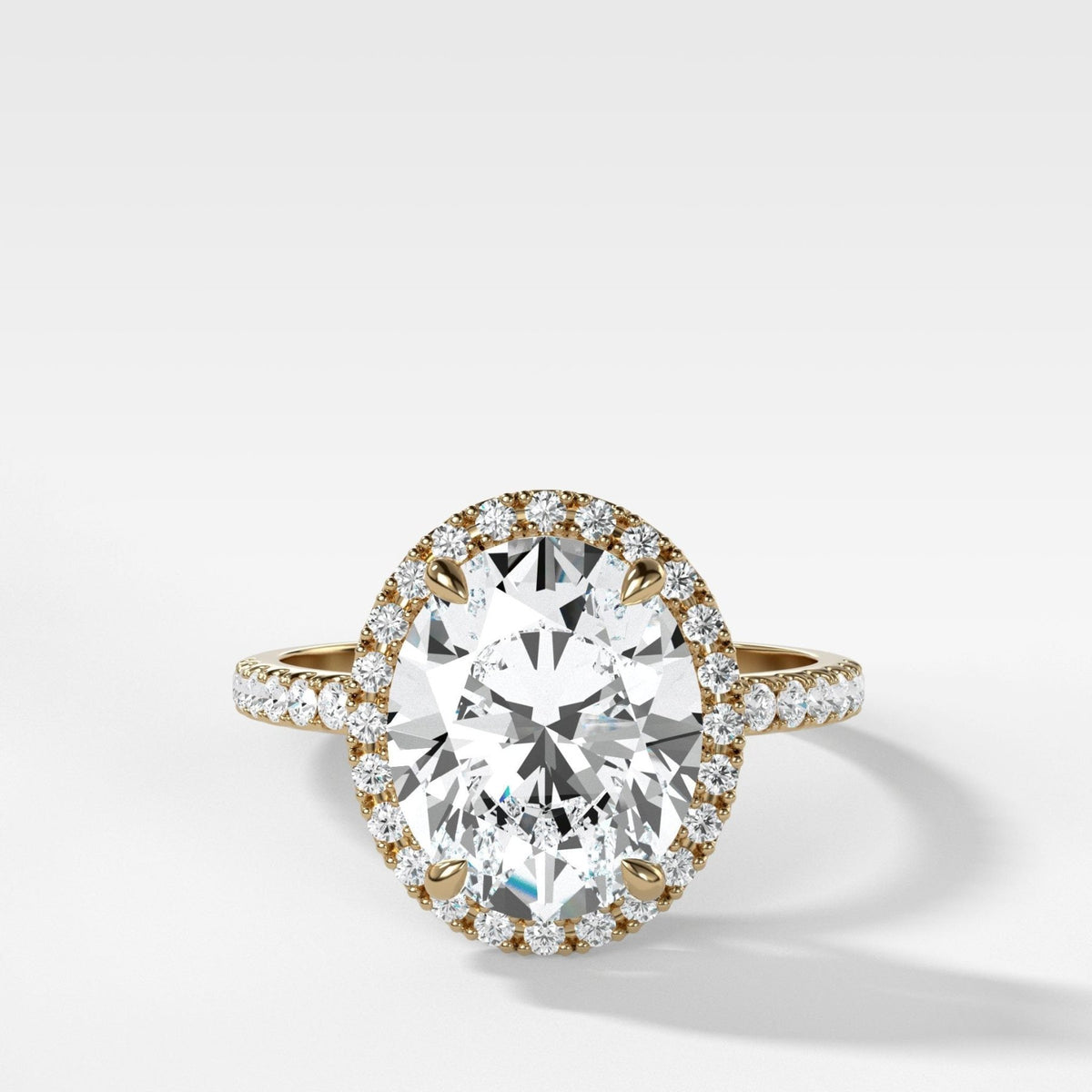 Aurora Pavé Halo Ring With Oval Cut - GOODSTONE