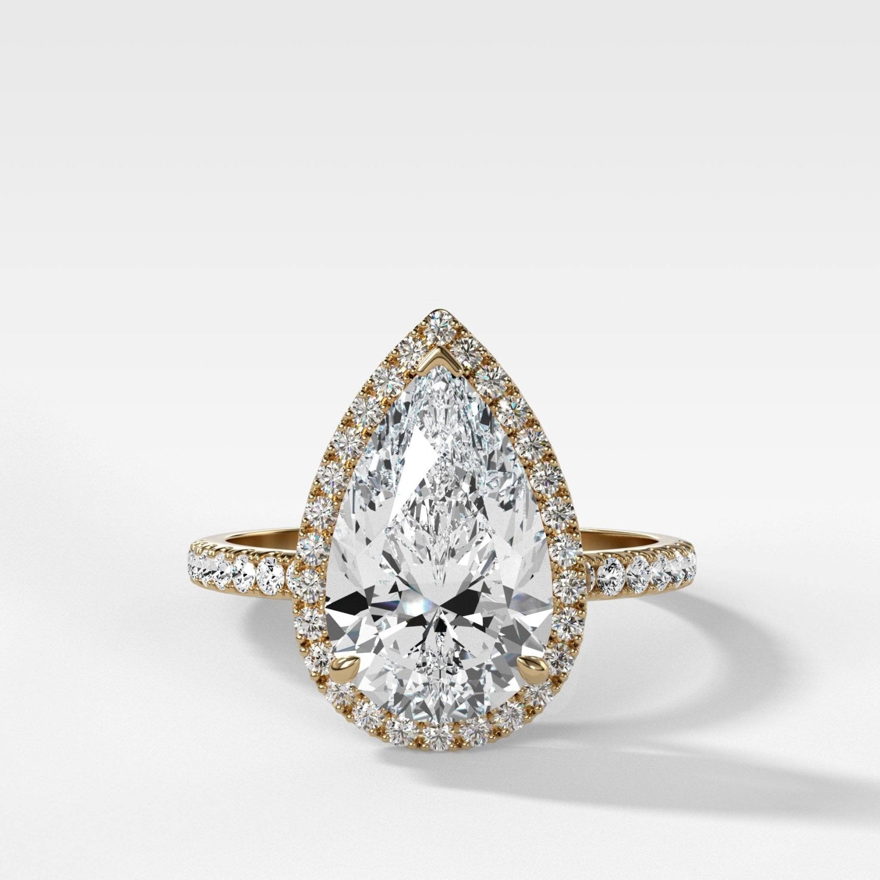 Aurora Pavé Halo Ring With Pear Cut - GOODSTONE