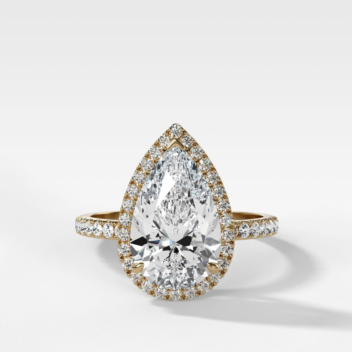 Aurora Pavé Halo Ring With Pear Cut - GOODSTONE