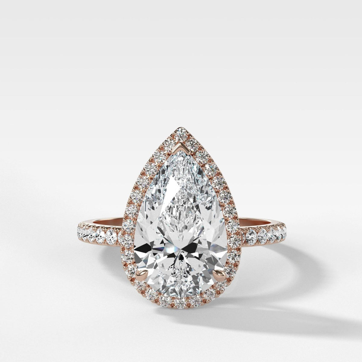 Aurora Pavé Halo Ring With Pear Cut - GOODSTONE