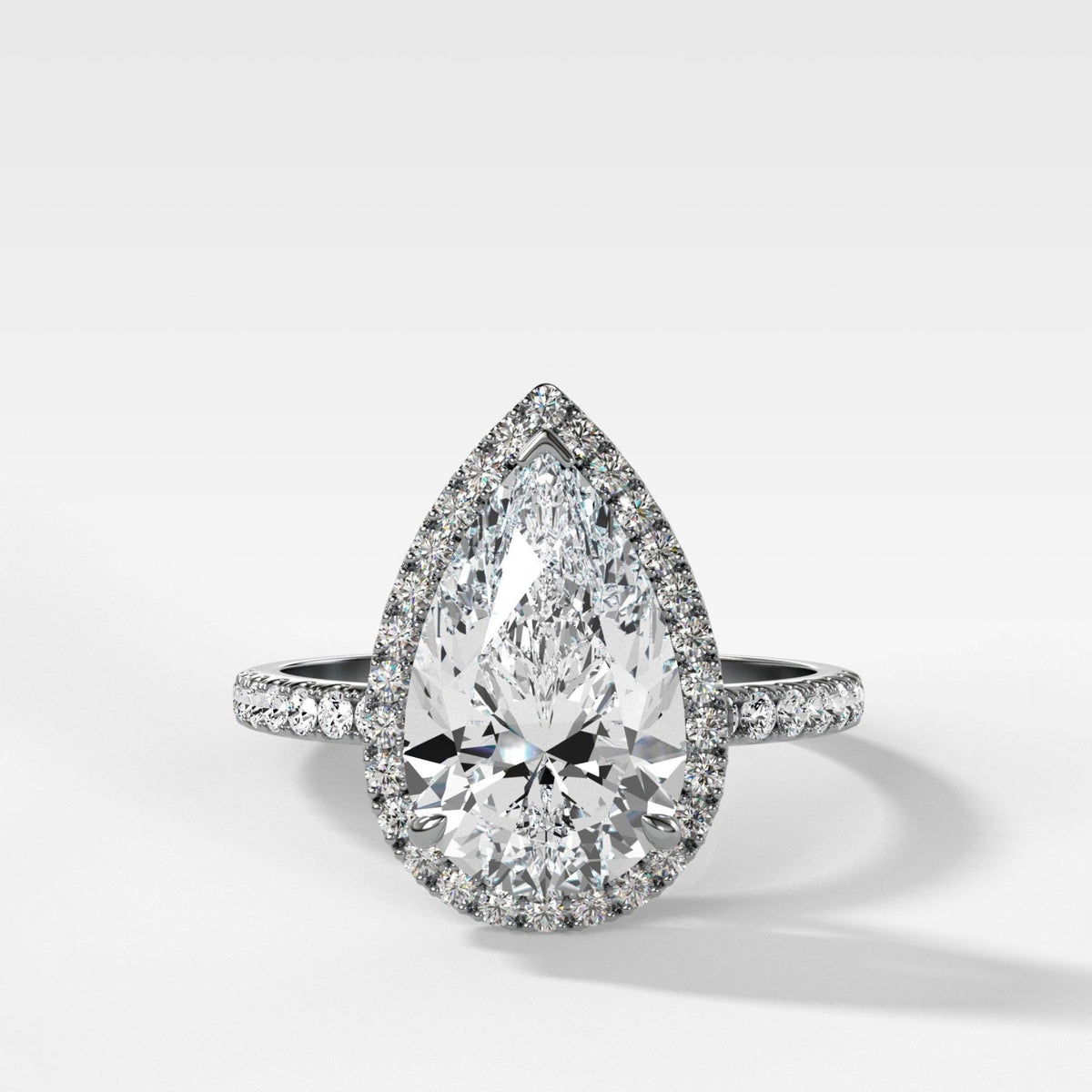 Aurora Pavé Halo Ring With Pear Cut - GOODSTONE
