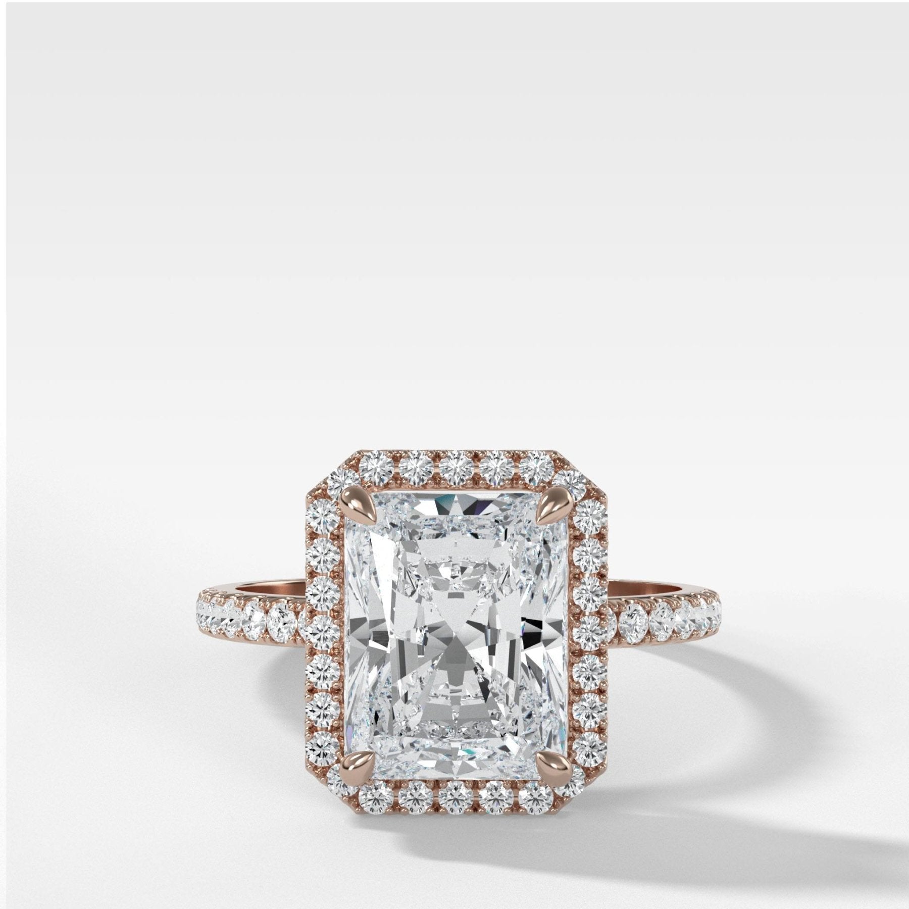 Aurora Pavé Halo Ring With Radiant Cut - GOODSTONE