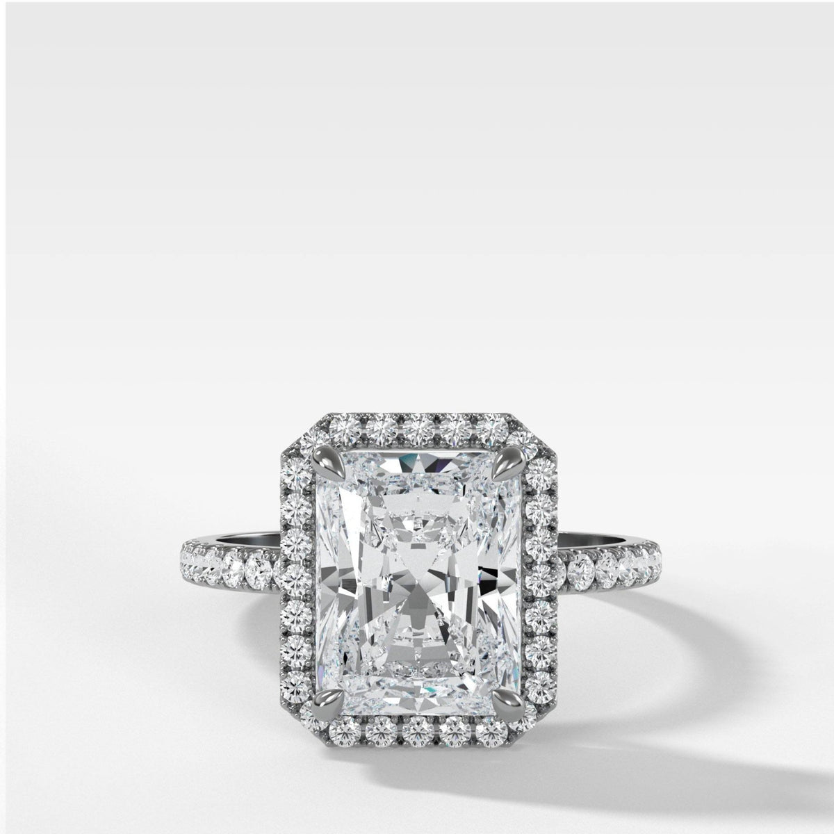Aurora Pavé Halo Ring With Radiant Cut - GOODSTONE