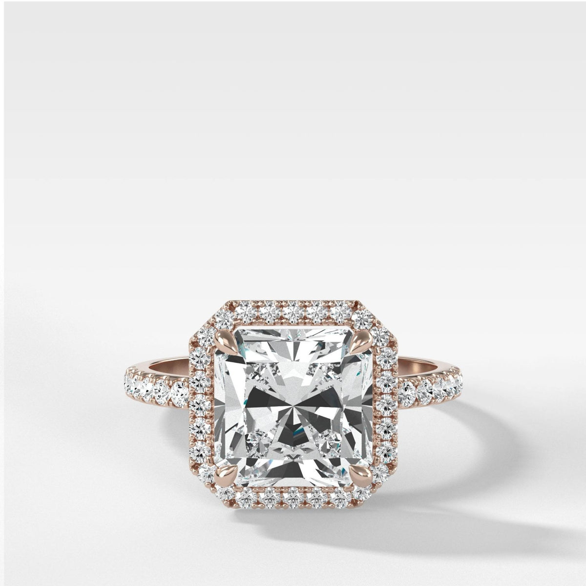 Aurora Pavé Halo Ring With Radiant Square Cut - GOODSTONE