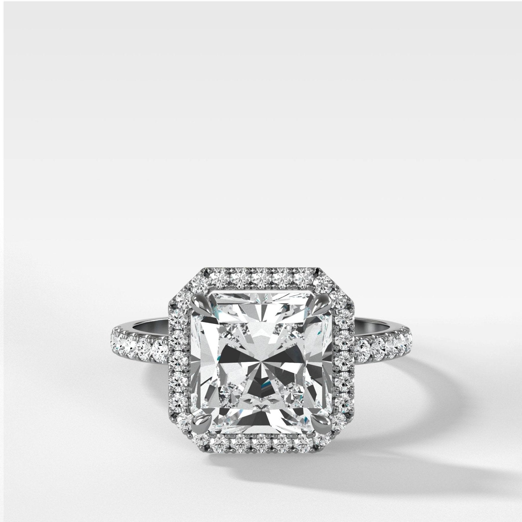 Aurora Pavé Halo Ring With Radiant Square Cut - GOODSTONE