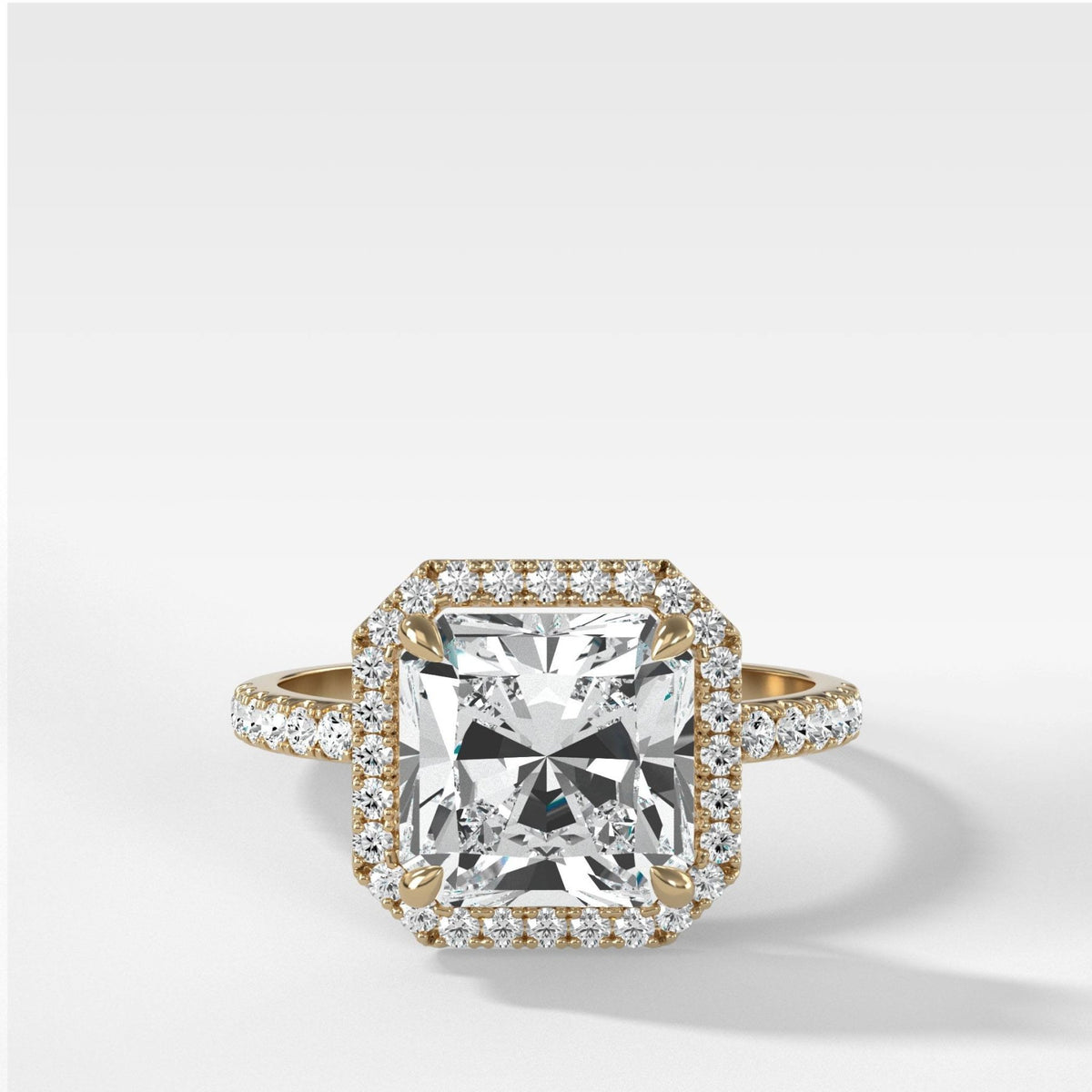 Aurora Pavé Halo Ring With Radiant Square Cut