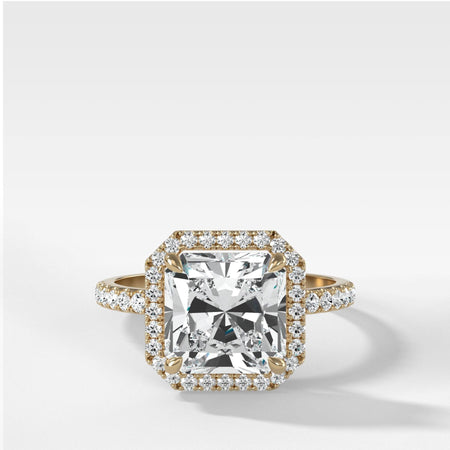 Aurora Pavé Halo Ring Radiant Square Cut