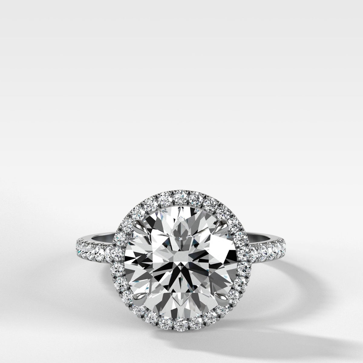 Aurora Pavé Halo Ring With Round Cut - GOODSTONE