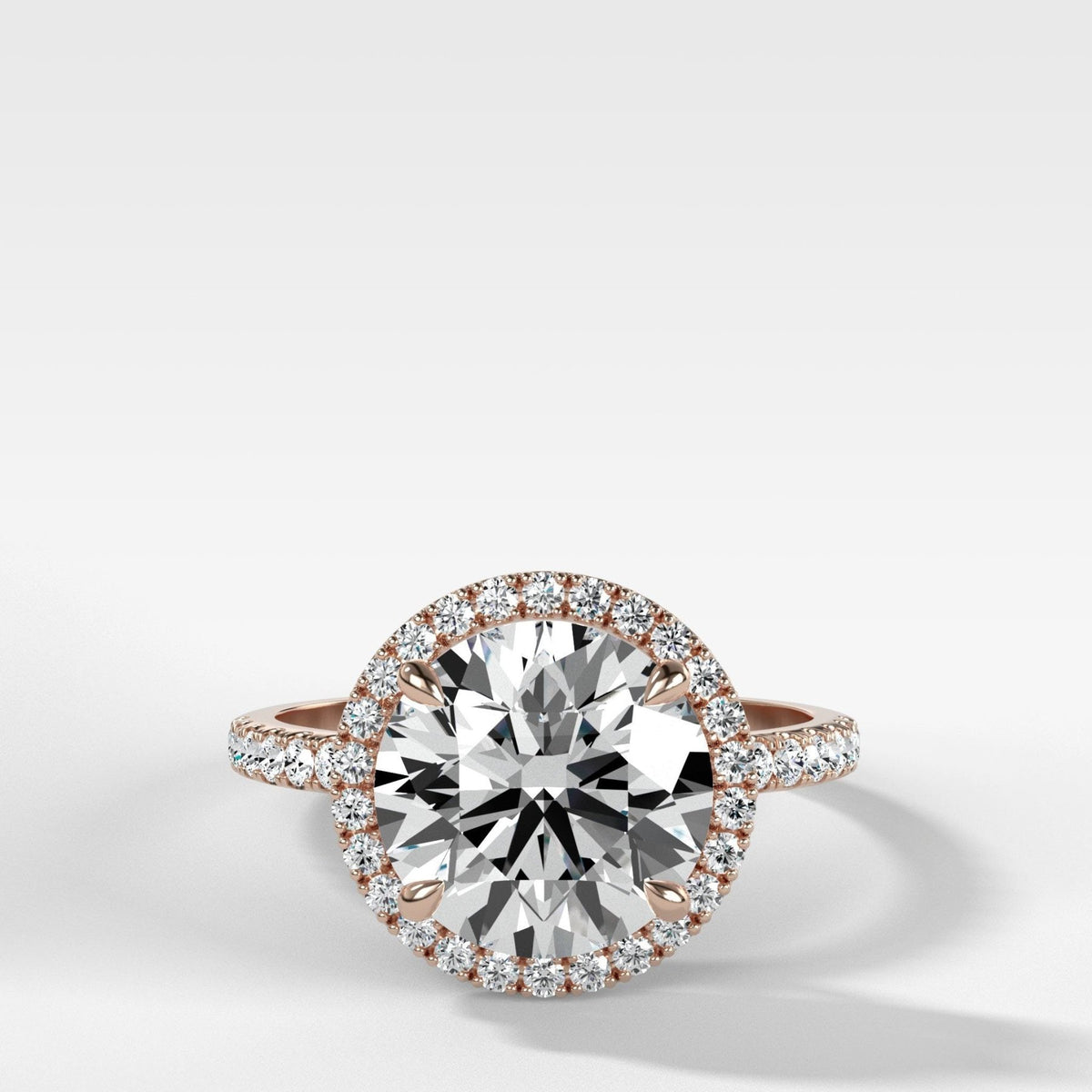Aurora Pavé Halo Ring With Round Cut - GOODSTONE