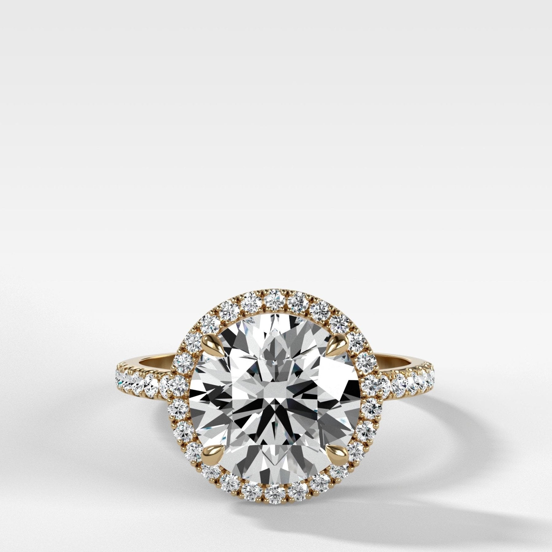 Aurora Pavé Halo Ring With Round Cut - GOODSTONE