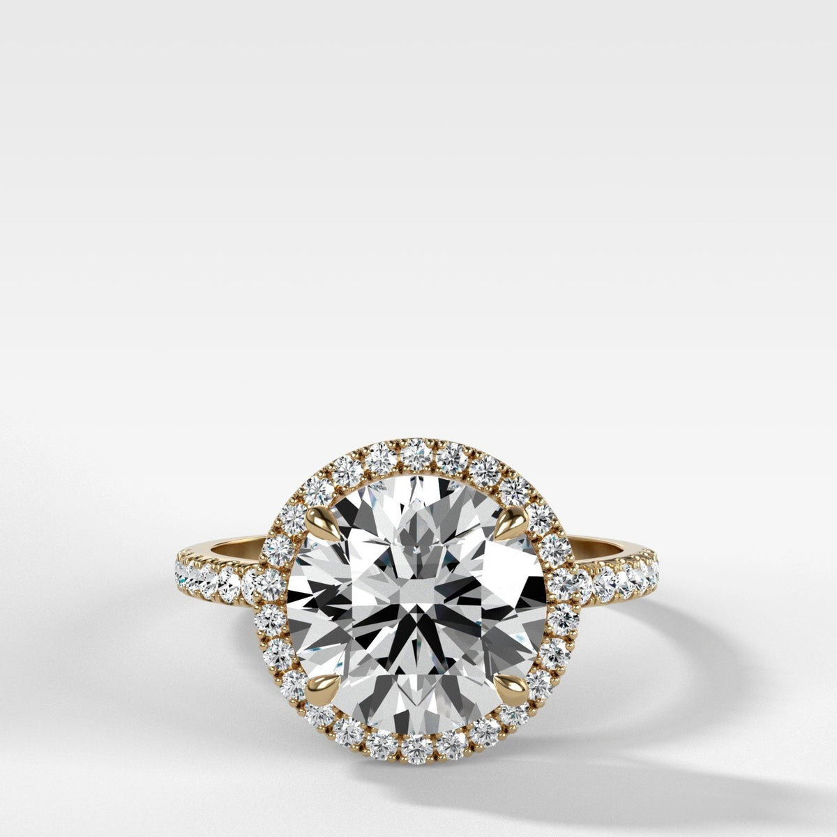 Aurora Pavé Halo Ring With Round Cut - GOODSTONE