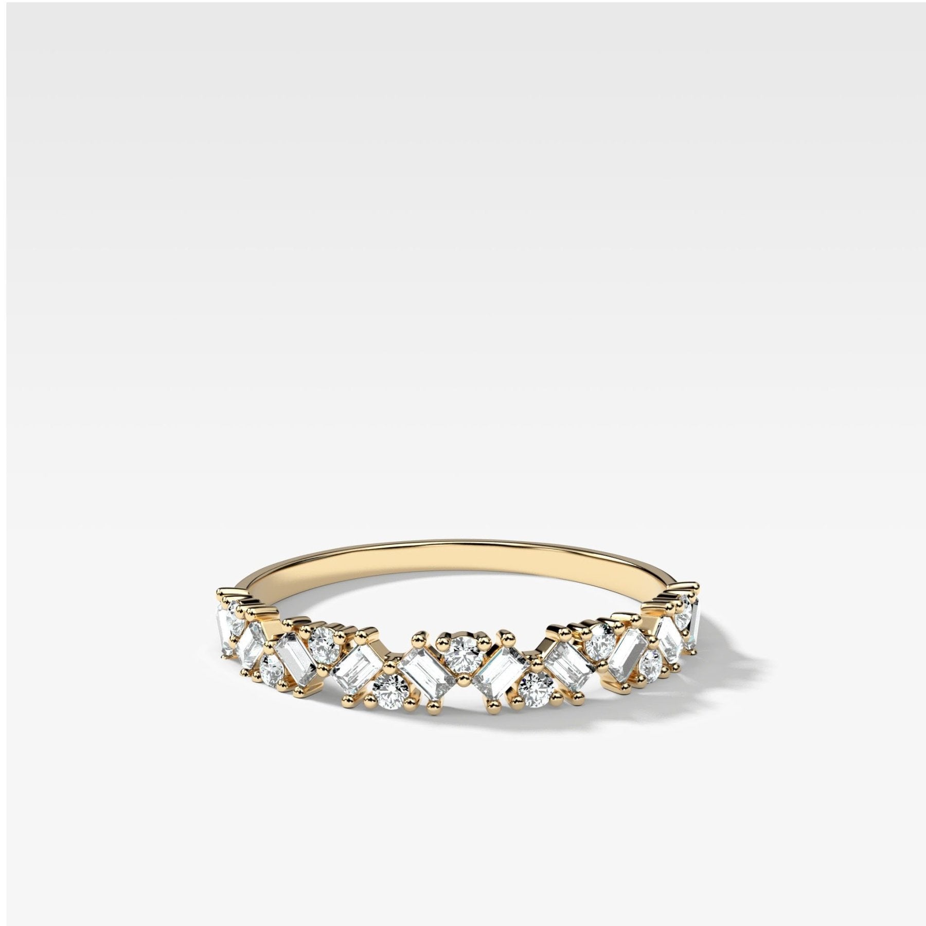 Baguette Diamond Medley Halfway Wedding Band - GOODSTONE