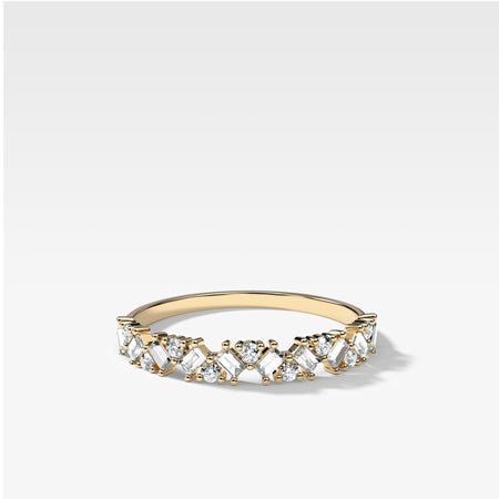 Baguette Diamond Medley Halfway Wedding Band