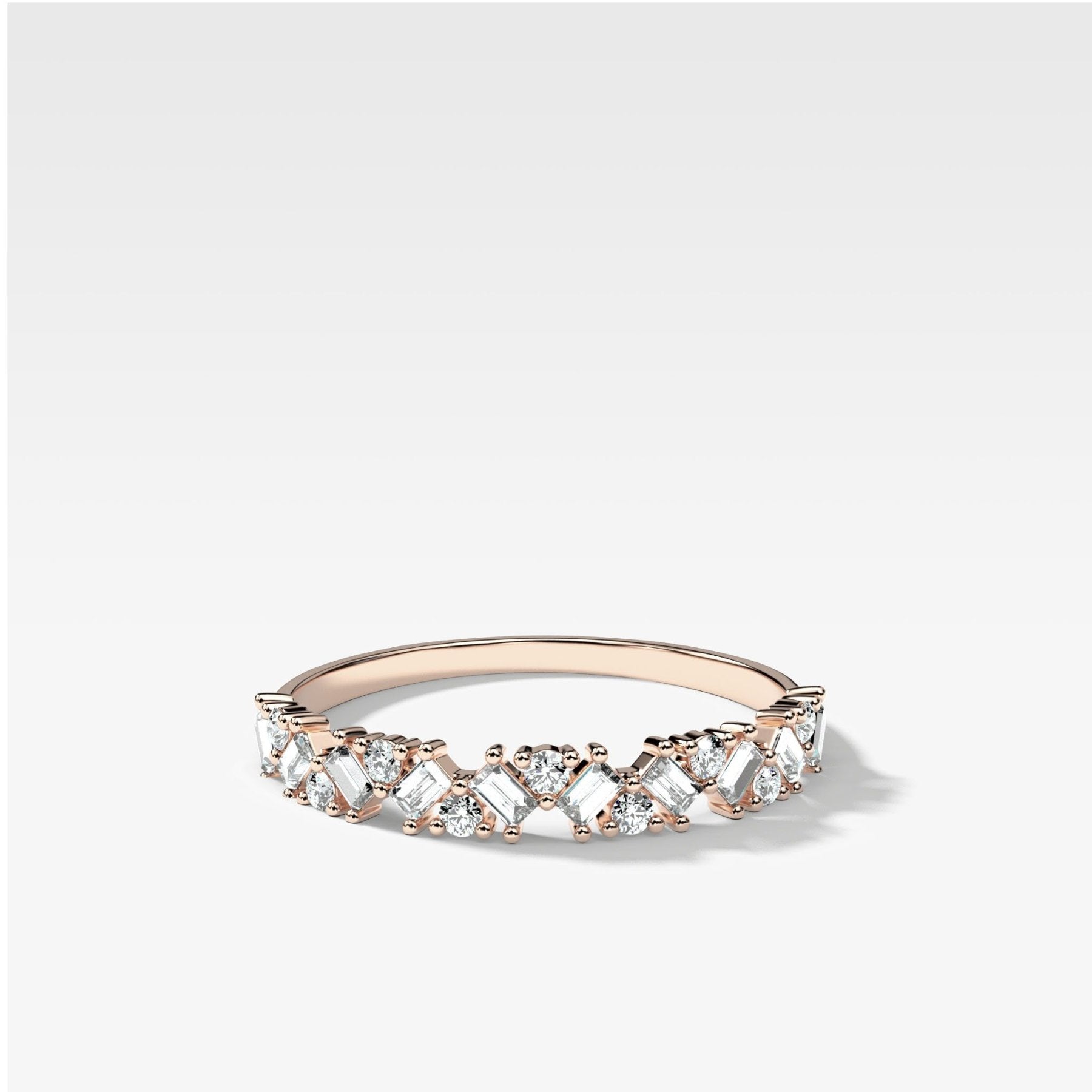 Baguette Diamond Medley Halfway Wedding Band - GOODSTONE
