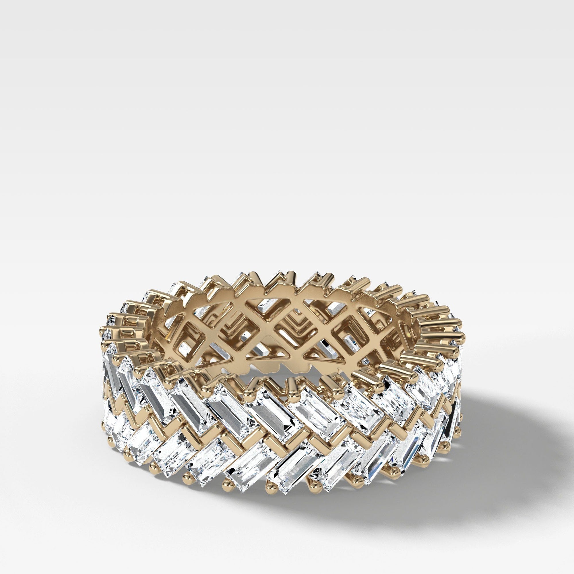 Double Row Baguette Eternity Band by Good Stone in Yellow Gold