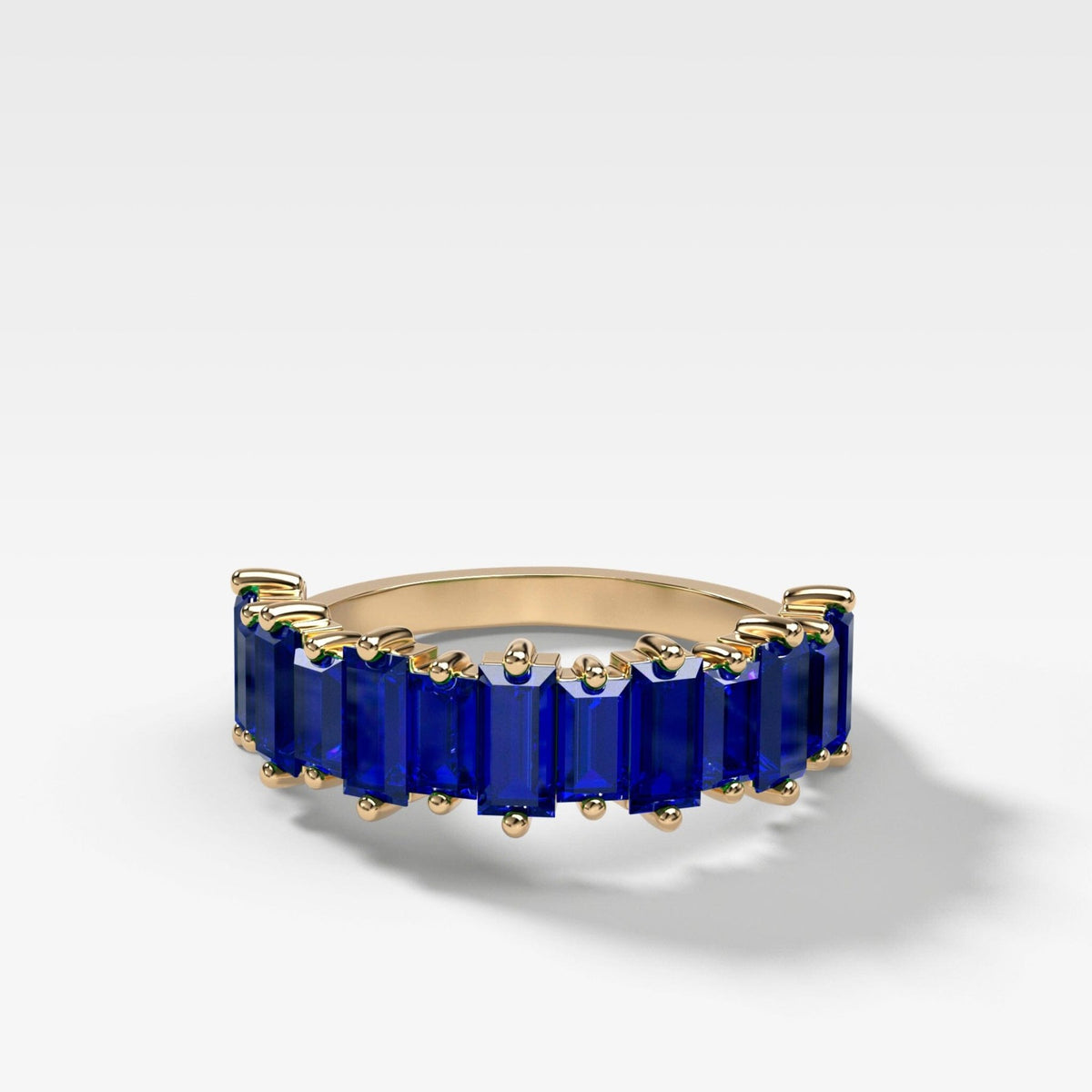 Blue Sapphire Baguette Wedding Band - GOODSTONE