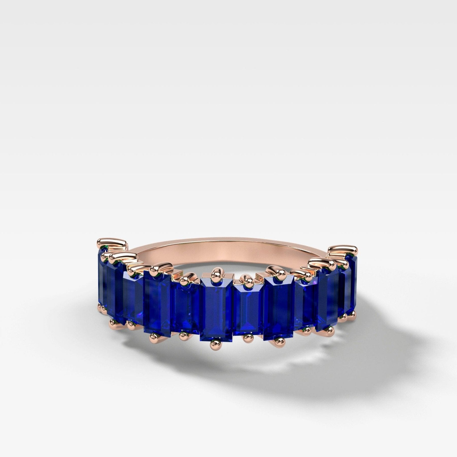 Blue Sapphire Baguette Wedding Band - GOODSTONE