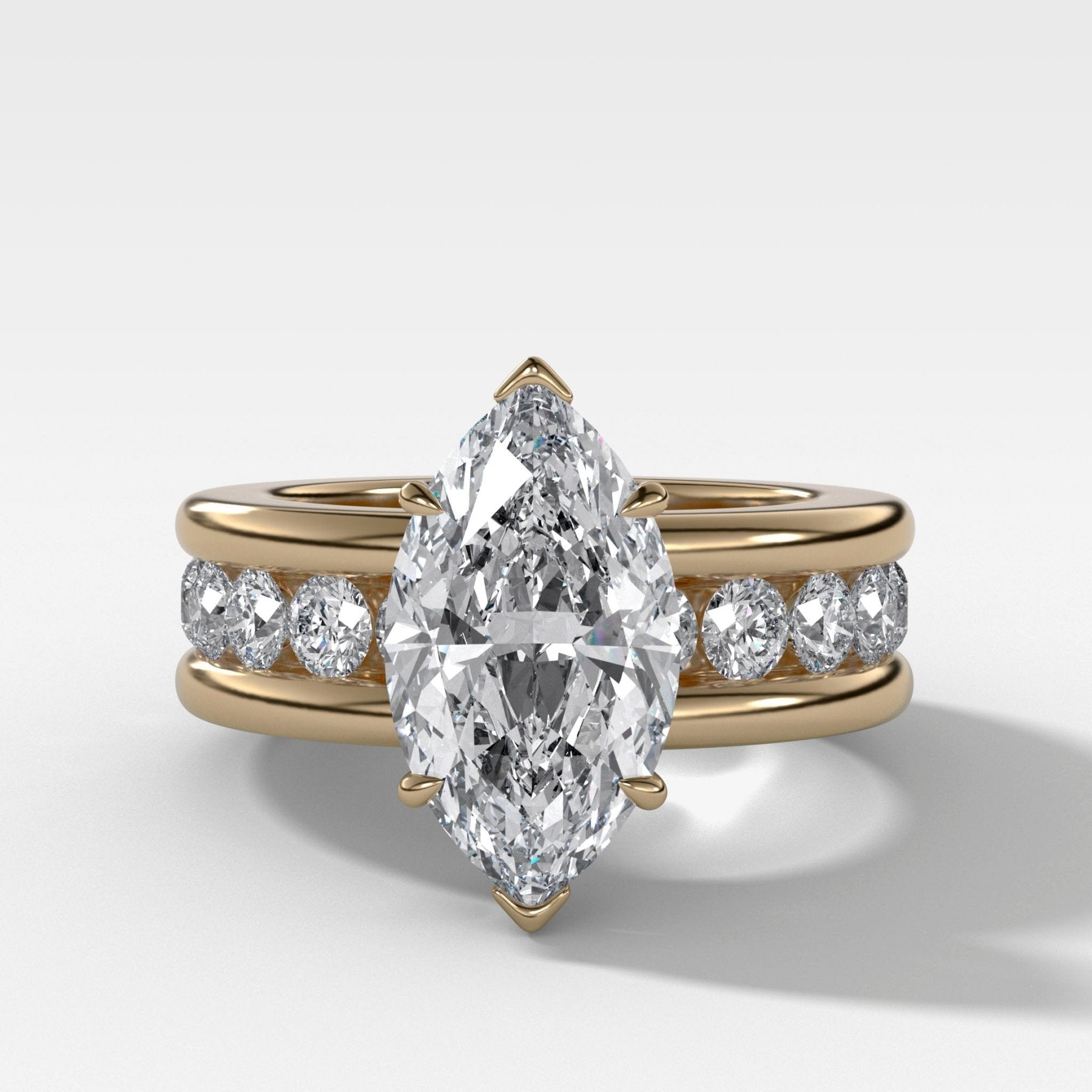 Chunky Channel Set Engagement Ring with Marquise Cut Diamond - GOODSTONE